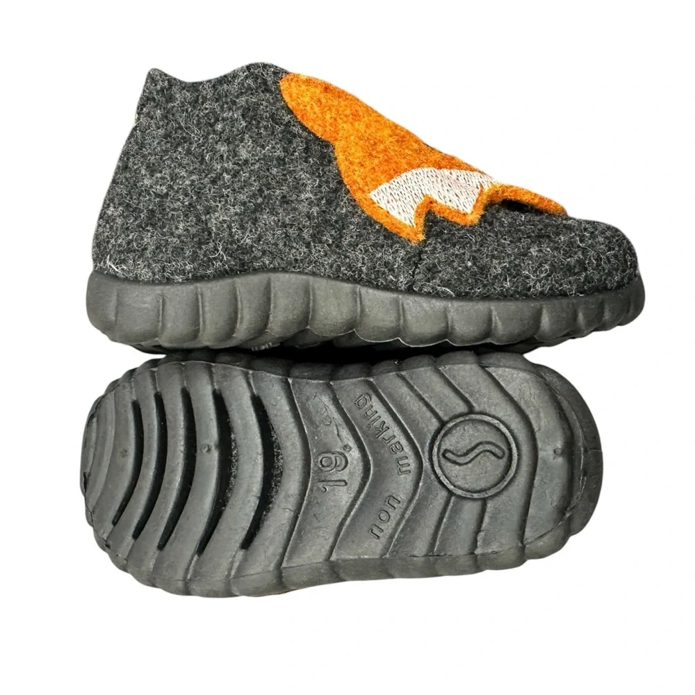 Superfit‎ Happy Fox Dark Grey Felt Slippers Velcro Size EU 19 US 6-12 months